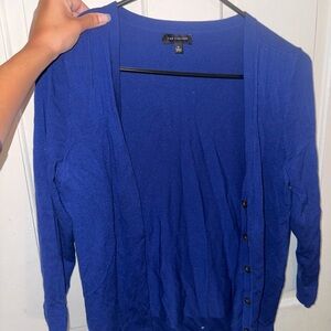 Blue Button-Up Cardigan Sweater